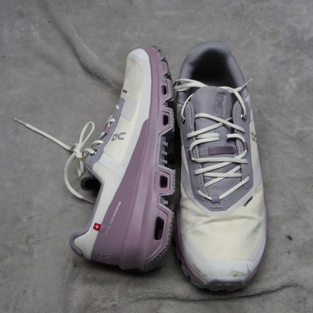 On Womens 10 Running Shoes White Ice Heron Cloudventure Waterproof Lightweight